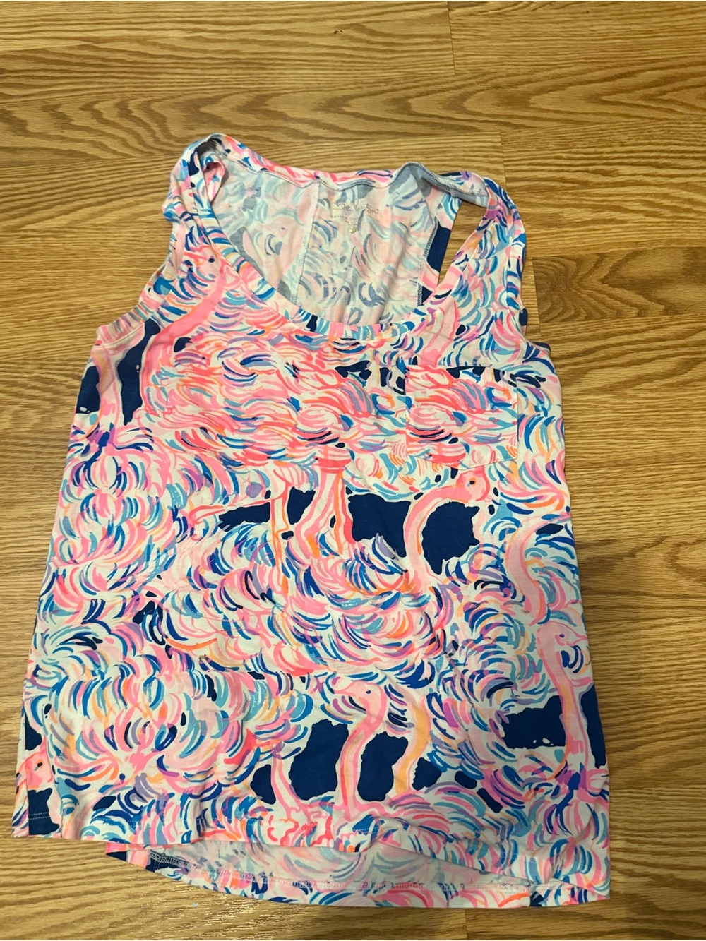 Lilly Pulitzer Pink Blue Multicolor Flamingo-Print Tank Top